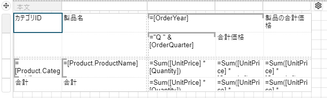 Tablix data region with labels